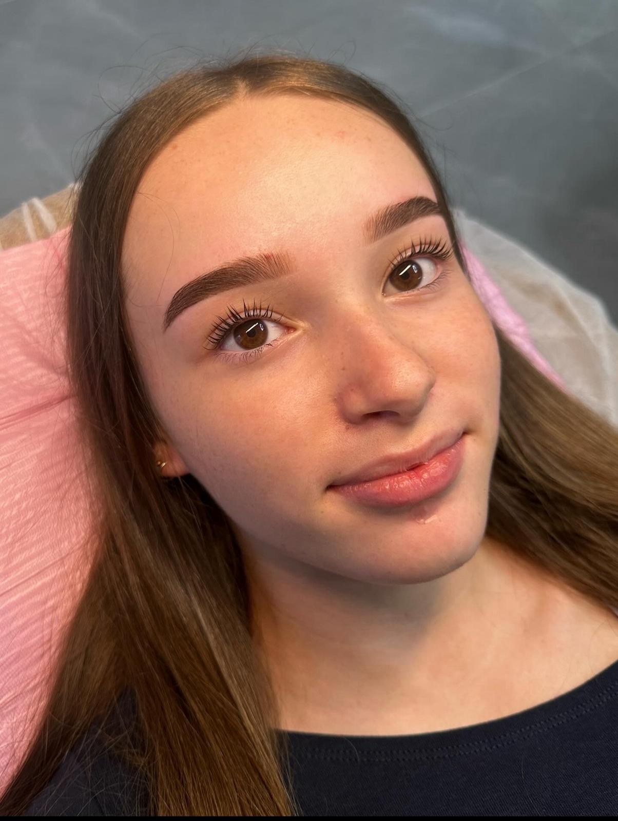 After: Brow scrub and Korean lash lift treatment results