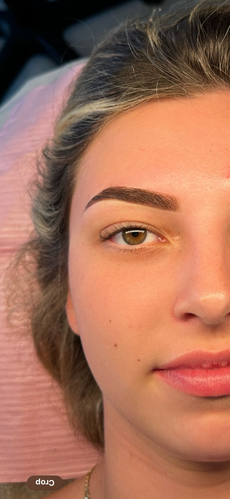 Brow sculpt and hybrid tint result